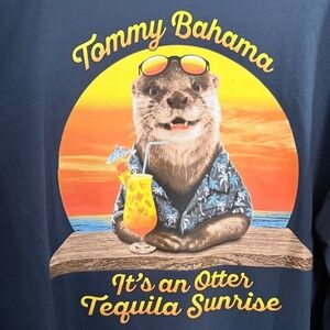Tommy Bahama Mens‎ XLT Otter Tequila Sunrise T-Shirt Navy Blue Graphic Tee NWT